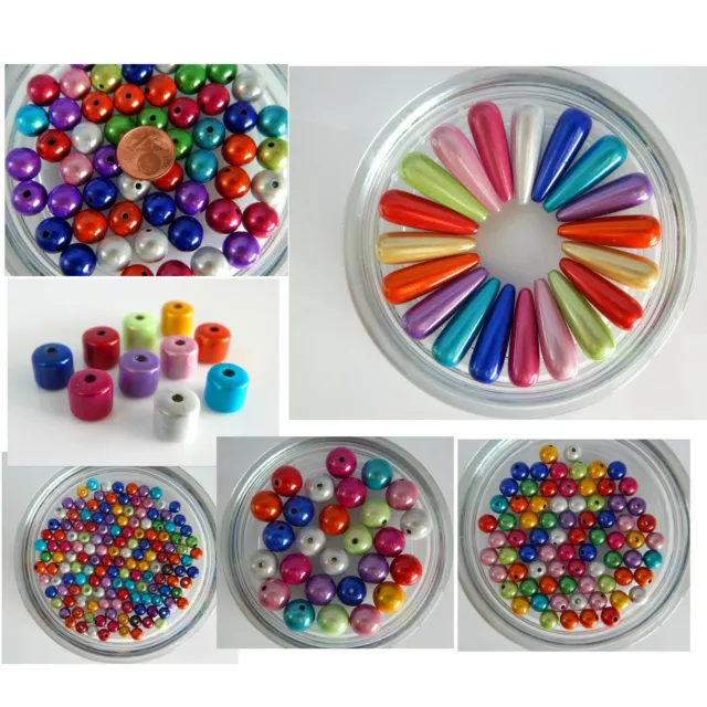 Miracle Beads rund 4mm 8mm 14mm Perlen Tropfen Walzen bunt Mix