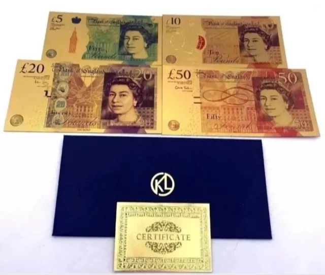 British Coin Collection Full Set Gold Foil Bank Notes