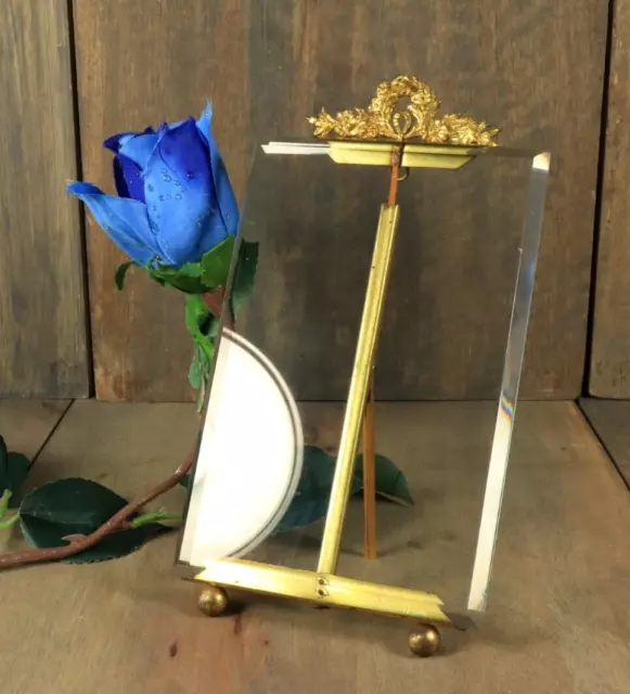 French Antique Picture Frame Louis XV Style Gilt Bow Beveled Glass Easel 19thC
