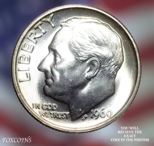 1960-P Roosevelt Dime Gem BU 90% Silver  US Coin |  Free Shipping