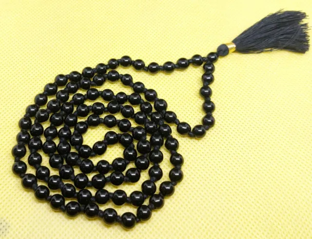 Collana in agata nera Hakik 109 perline Japa Mala A+ qualità di grado