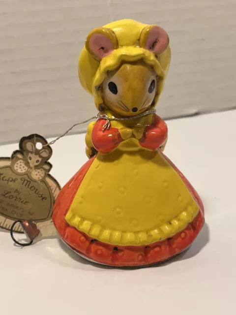 Vintage Mouse Sewing Measuring Tape 3" Lorrie Design Josef Orig. Figurine Japan