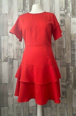 Le Ragazze su Pellicola Rosso Ruffle frill Fit & Flare Dress Size 10