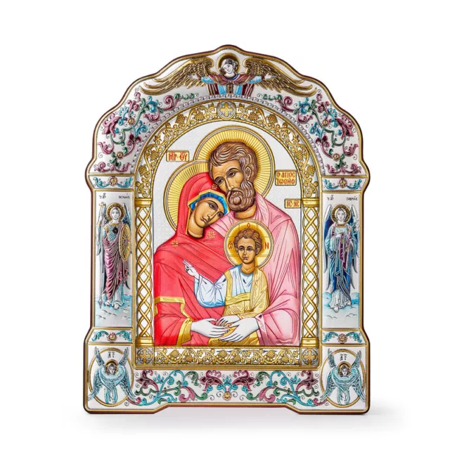 Holy Family Orthodox Handmade Silver Icon 20x27cm; 8,1x10,4"