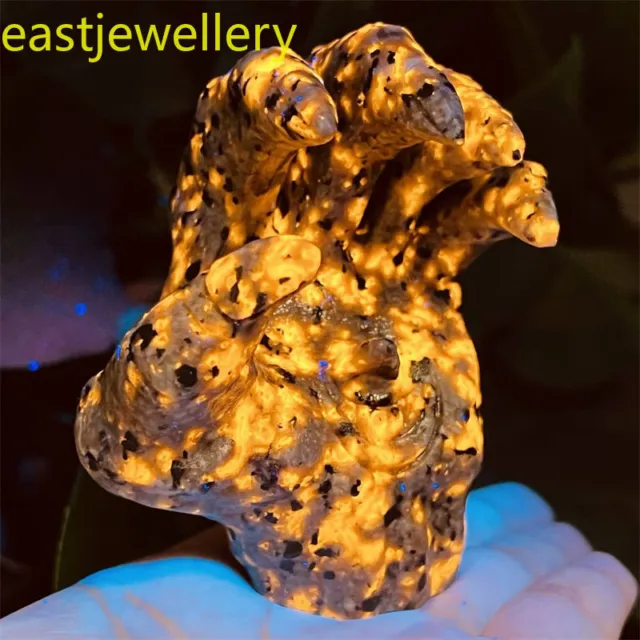 3" Natural Yooperite Ghost claw skull Quartz Flame's Stone Crystal Skull gem 1x