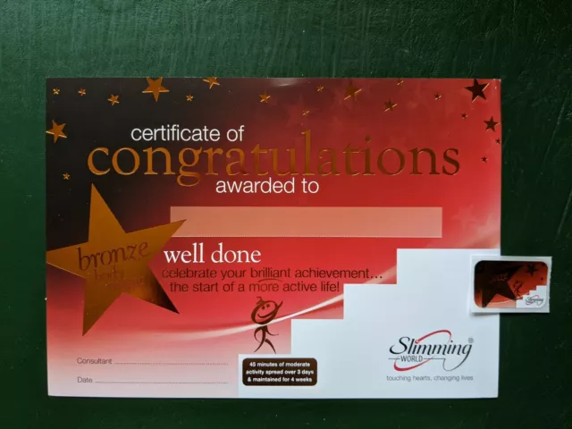 SLIMMING WORLD BODY Magic Award Certificate- Various Awards £2.49
