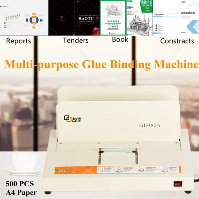 Electric Hot Melt Binding Machine Thermal Glue Auto A3 A4 A5 Book Binding Binder