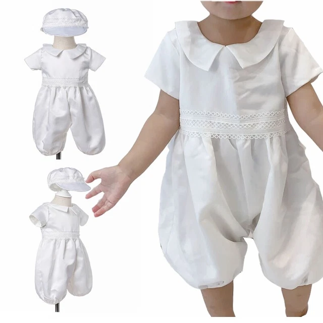 Baby Boys Baptism White Outfits Infant Christening Baptismal Romper Jumpsuit Set