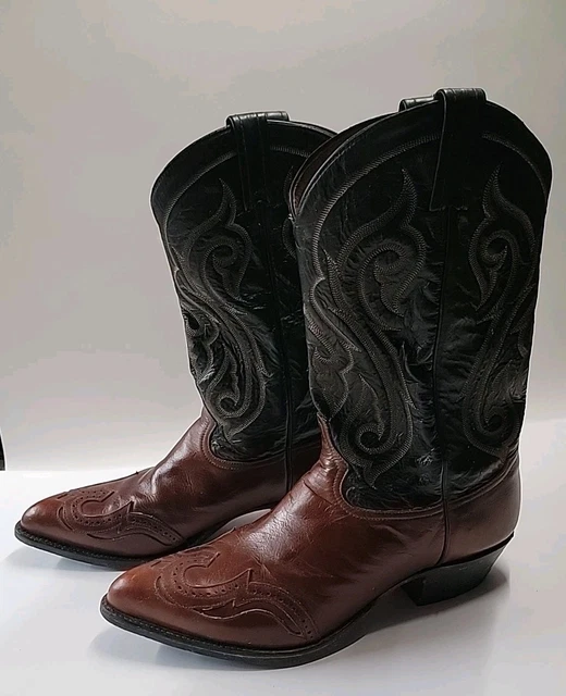 Bottes Western Vintage Tony Lama Homme Cuir Marron Pointure 8D