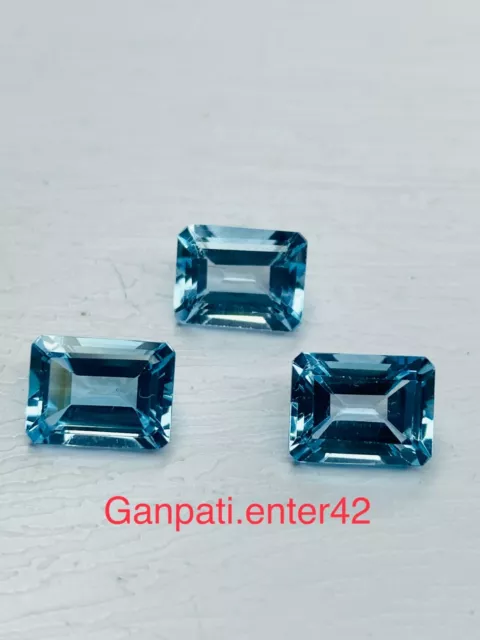 Blauer Topas Lose Edelstein Facettiert Smaragd + Octagon Cut 10x8 MM Geeicht Eu