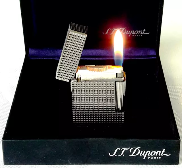 S.T. Dupont Feuerzeug Ligne 1 - GROßES MODELL - Silber Diamond Head – Vintage -