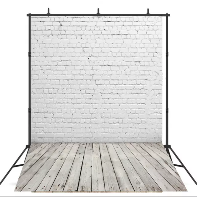 5x7ft 3x5ft White Brick Wall Wooden Floor Photography Backdrop Photo Background