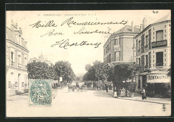 CPA Cormeilles, Avenue de la Gare, Hotel-Restaurant 1904