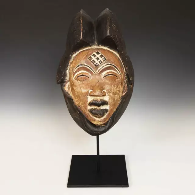African Punu Mukudj Mask Painted Wood Gabon Central Africa 20Th C.
