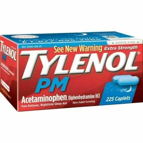 Tylenol PM Extra Strength 225 Caplets EXP 01/2024