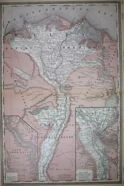 Authentic 1882 R McNally Atlas Map ~ THE NILE DELTA ~ FreeS&H   Inv#132