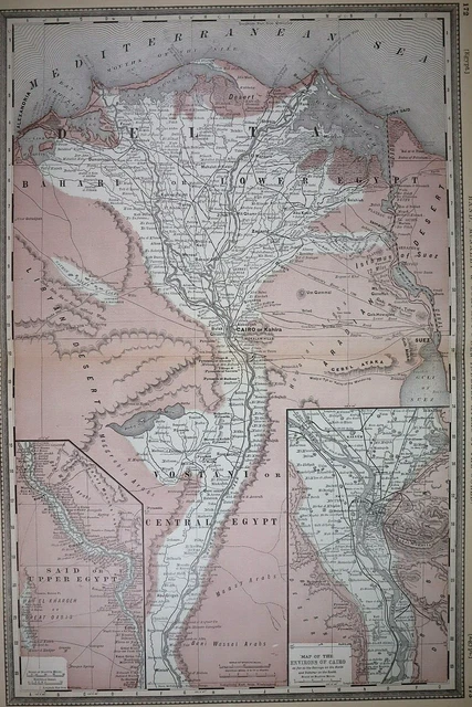 Authentic 1882 R McNally Atlas Map ~ THE NILE DELTA ~ FreeS&H   Inv#132