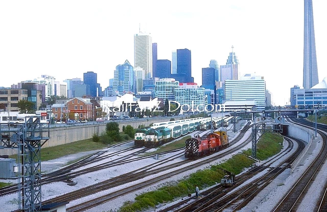 GO TRANSIT Terminal at Toronto w/CN SW's & Van 10/93 ORIG KODACHROME PC0265