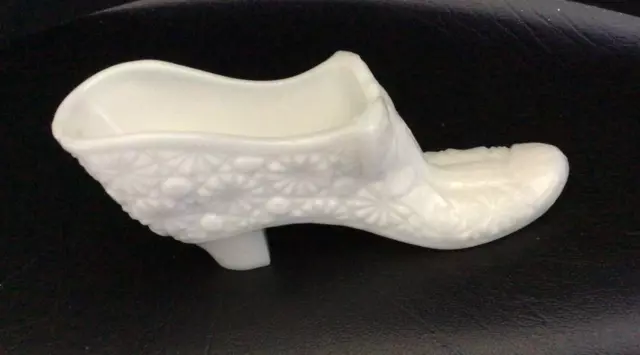 Fenton Daisy & Button White Milk Glass Boot