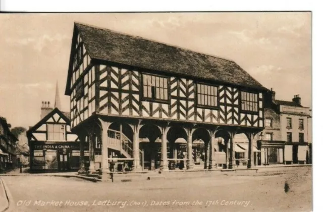 Ledbury - Old Market House B&W Postcard