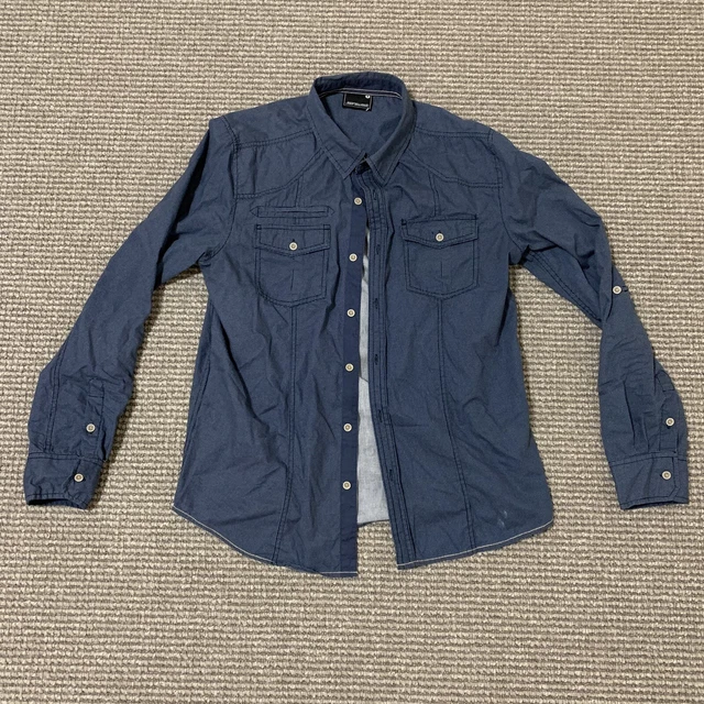 Jeanswest Mens Blue Long Sleeve Button Up Shirt Size Medium Pin Dot Pattern