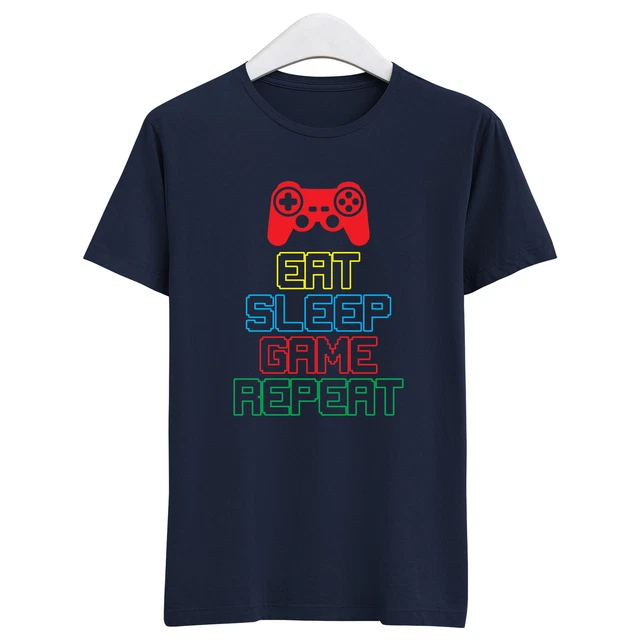 T-shirt giocatore mangia sonno ripetizione gioco videogioco pad maglietta V3737