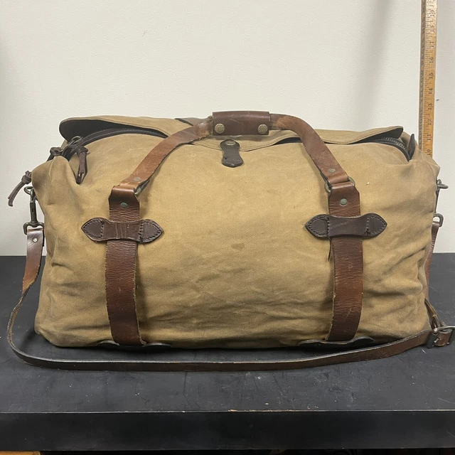 VINTAGE FILSON DUFFLE Bag Rugged Twill Waxed Canvas Leather Talon