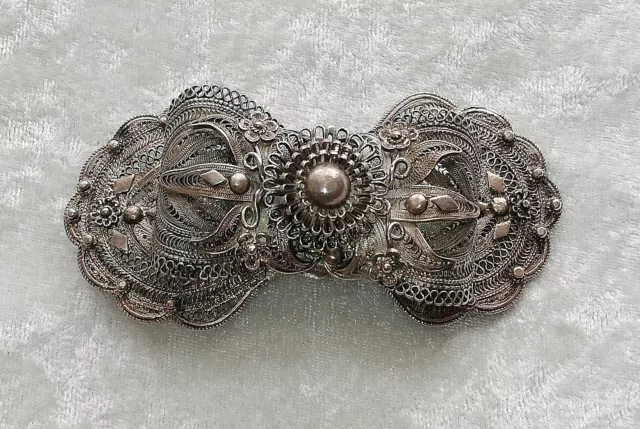 Ottoman Turkish antique silver belt buckle Collectable Hand crafted Traditional