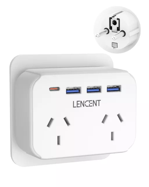 LENCENT AU to EU Euro Europe Plug Adapter for Spain Germany France Greece Turkey