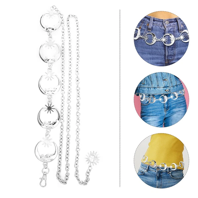 SUN MOON BUCKLE Belt Metal (iron) Miss Pocket Jeans Chains Waist Beads ...