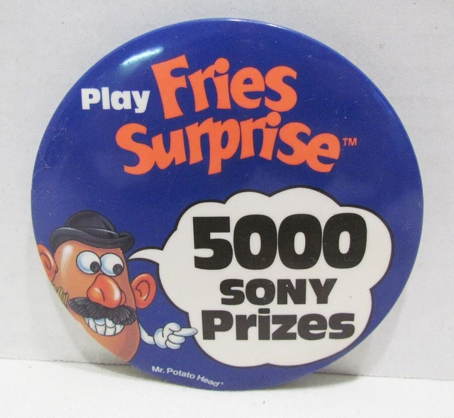 McDONALD'S TOY STORY MR. POTATO HEAD PLAY FRIES SURPRISE EMPLOYEE PINBACK BUTTON