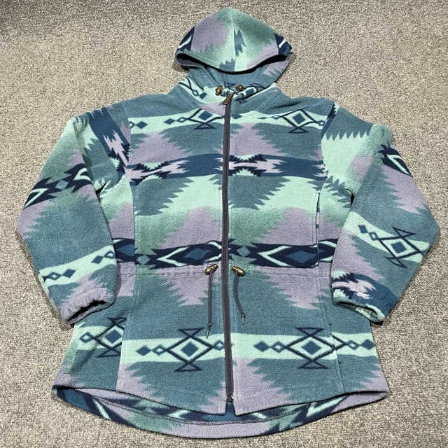 Vintage Woolrich Jacket Size Small Aztec Navajo Hooded Fleece Full Zip USA Made