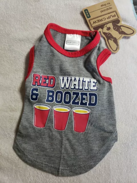 New Pup Crew Apparel Red White & Boozed Puppy Dog T-Shirt Tank Size XXS