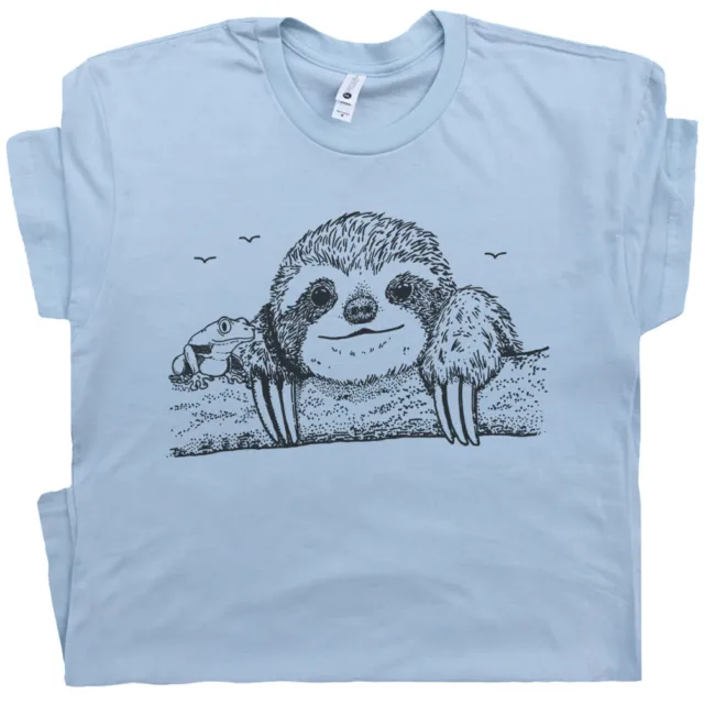 Sloth T Shirt Tree Frog Tee Nature Cute Adorable Funny Animal Retro Graphic