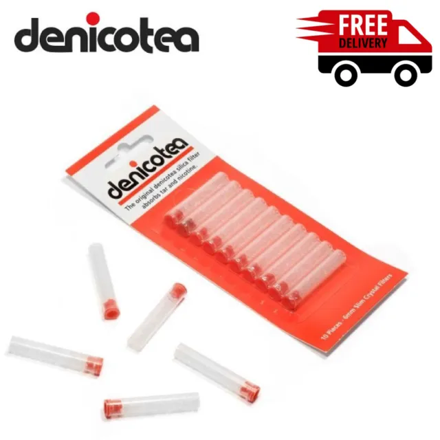 NEW Denicotea Slim 6mm Cigarette Holder Crystal Filters - Pack of 10 Filters