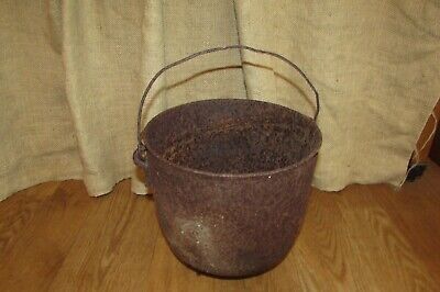 Vintage Cast Iron Small Bean Pot 8.5"T x 9.25" dia Flower Pot Yard Art  #1111