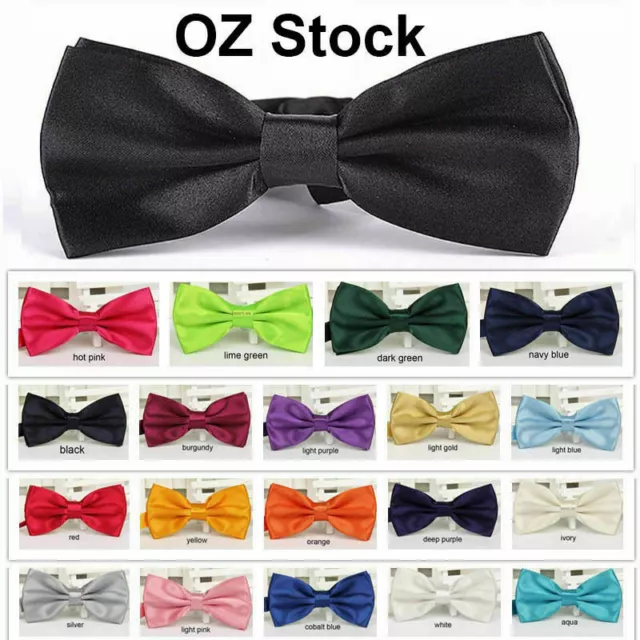 Mens Silk Satin plain Tuxedo Solid Bow Tie Formal Wedding  Bowtie Necktie ties