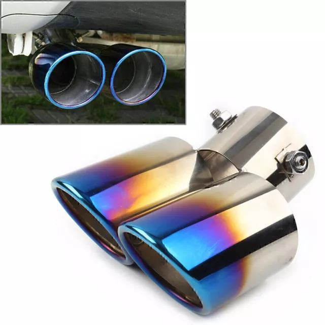 1 Pcs New Car Universal Dual Stainless Steel Rear Exhaust Pipe Tail Muffler Tip