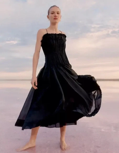 knee length dresses for ladies Horizon Pintucked Midi Dress