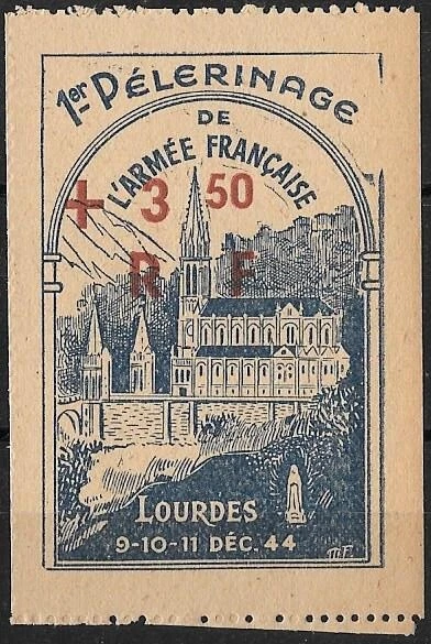 LIBERATION...RRR..LOURDES +3f50 Sgé RF..1er pélerinage militaire..Signé P MAYER