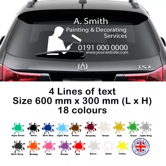 Personalised Painter Business Rear Window Car & Van - Decal Vinyl Sign Stickers