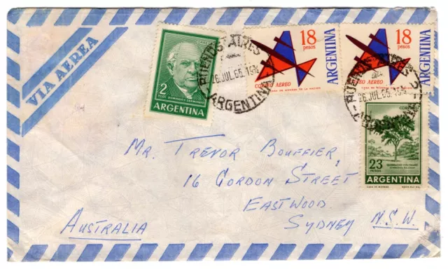 1965 Jul 26th. Air Mail. Buenos Aires to Sydney NSW.