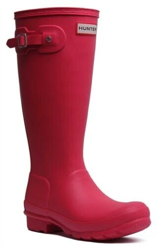 HUNTER Originale Bambini Ragazzi da Infilare Alto Stivali IN Rosa Misura UK 2 -