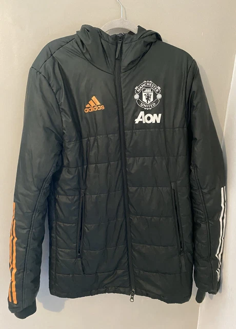 MANCHESTER UNITED TRAINING Stadium Parka Jacket Green Size XS