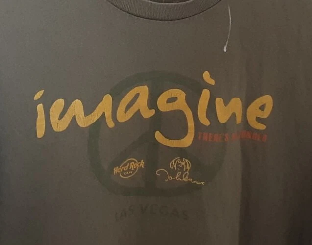 Las Vegas Hard Rock Cafe John Lennon Imagine There's No Hunger Green XL T-Shirt