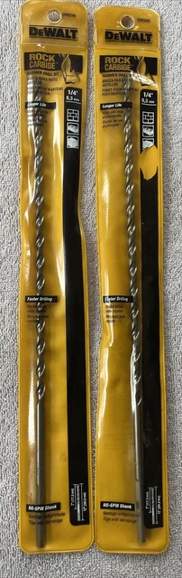 Lot Of 2 DEWALT DW5226 1/4” 6.3mm Rock  Carbide Hammer Drill Bit