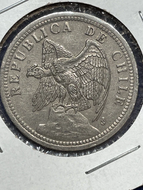 1933 - 1 Peso Coin from Chile, 1 year type, nice mid-grade coin