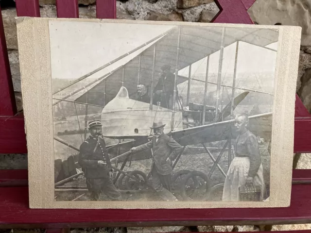 Grande Photo de Biplan Vers 1910 . Pionnier de l’Aviation Début XXe.