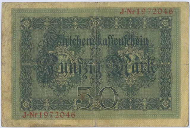 Banknote, Darlehen-Kassenschein 50 Mark vom 05.08.1914, Serie J