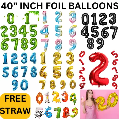 40" Foil Number BALLOONS GIANT Self Inflating Birthday Age Party Wedding Baloon.